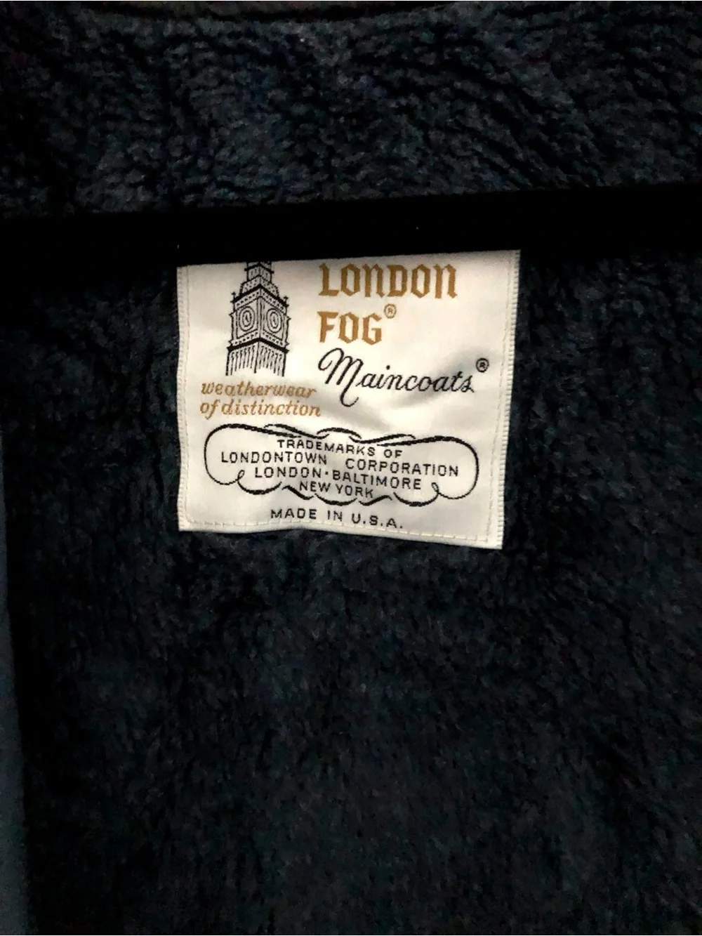 Vintage London Fog Navy Maincoat Fleece Lined Raincoat Petite 8 USA Made